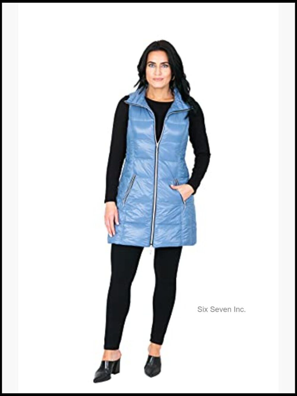 Women's Quilted Long Down Vest Packable Water Resistant Puffer - Picture 3 of 3